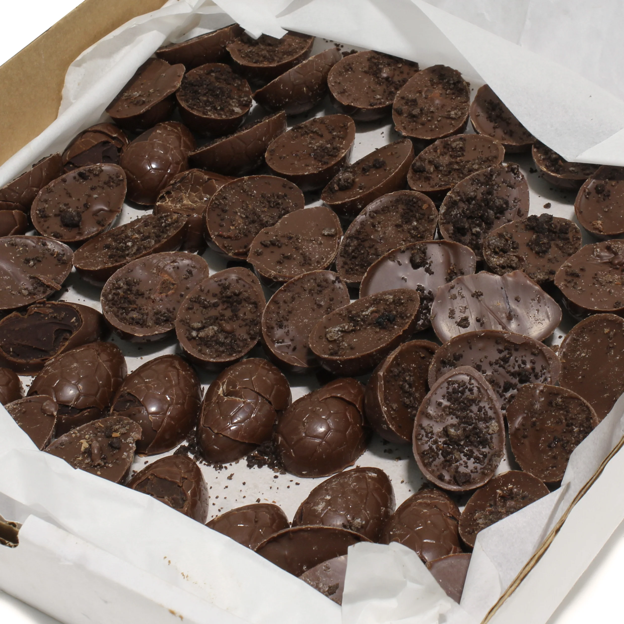 VEGAN MILK CHOCOLATE BROWNIE EASTER EGGS - OVER PRODUCTION