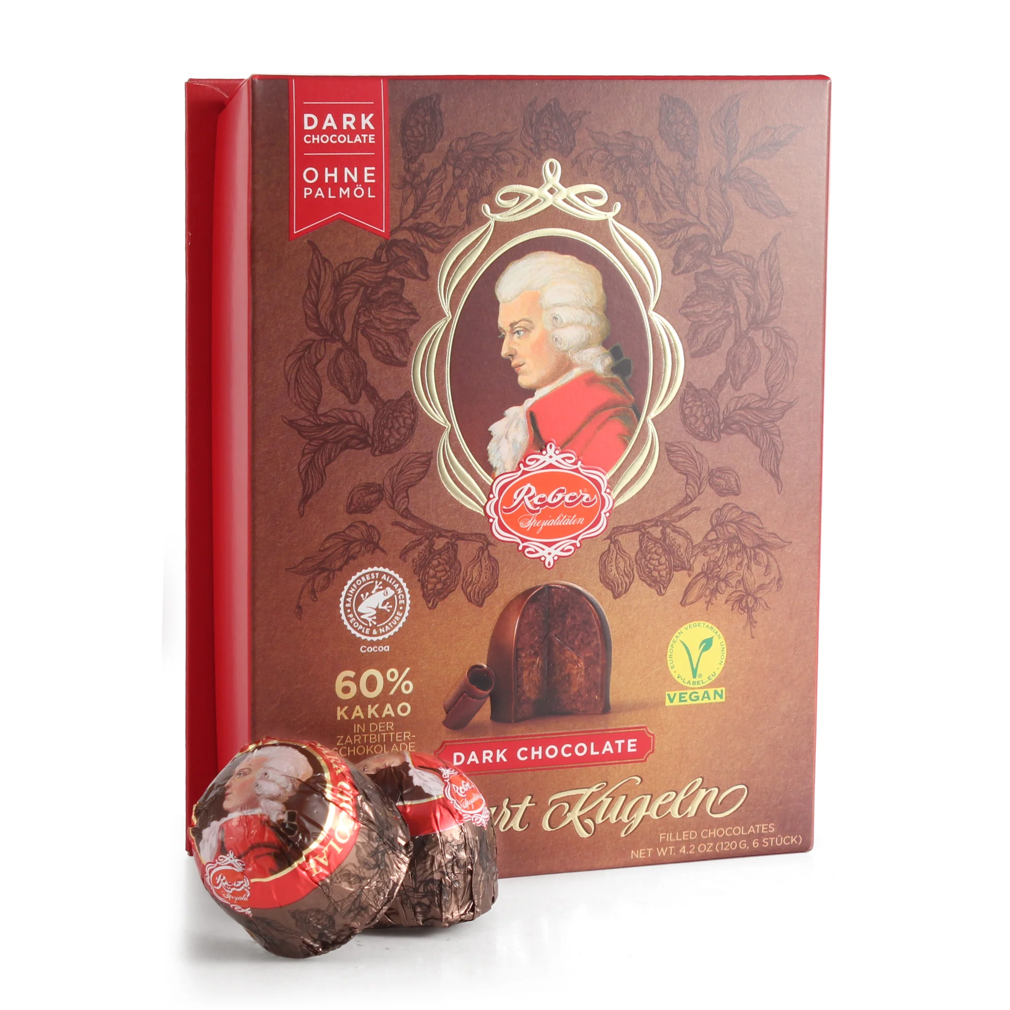 REBER MOZART KUGELN DARK CHOCOLATE MARZIPAN | 6 PIECE